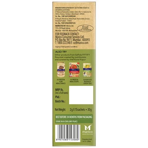 Saffola FITTIFY Gourmet Classic Green Coffee Instant Beverage Mix, 15 Sachets Box-3.webp